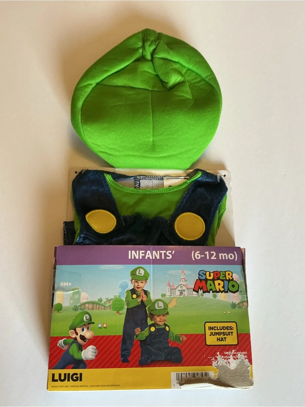 NWT Nintendo Luigi Super Mario Halloween Costume Infant Size 6-12mos by Disguise